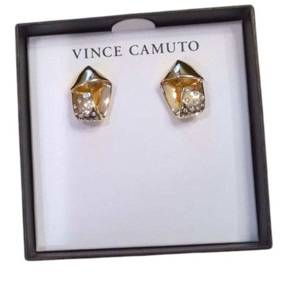 Vince Camuto Crystals Gold Tone Earrings NIB